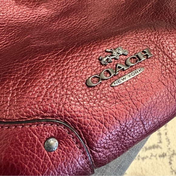 Coach Maroon Burgundy Leather Crossbody Drawstring Bucket Bag - Picture 9 of 9